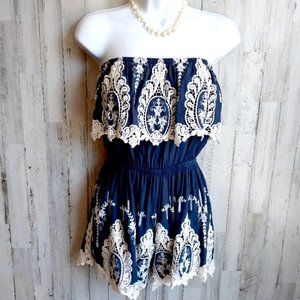 Embroidered Lace Romper by Painted Threads